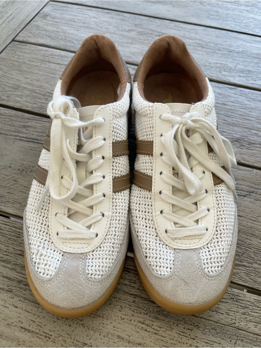 Gola Classics Tornado Zephyr White and Brown Knit Retro Runner Sneakers Size 6.5 - Picture 2 of 8